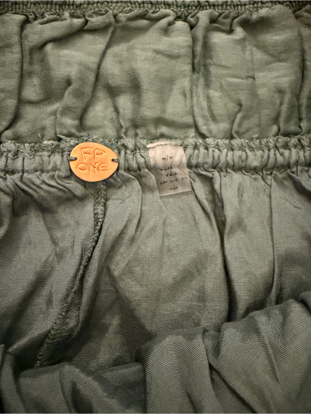 NWOT Free People cotton teal/sage asymmetrical garden fairy boho midi skirt M - Picture 5 of 7